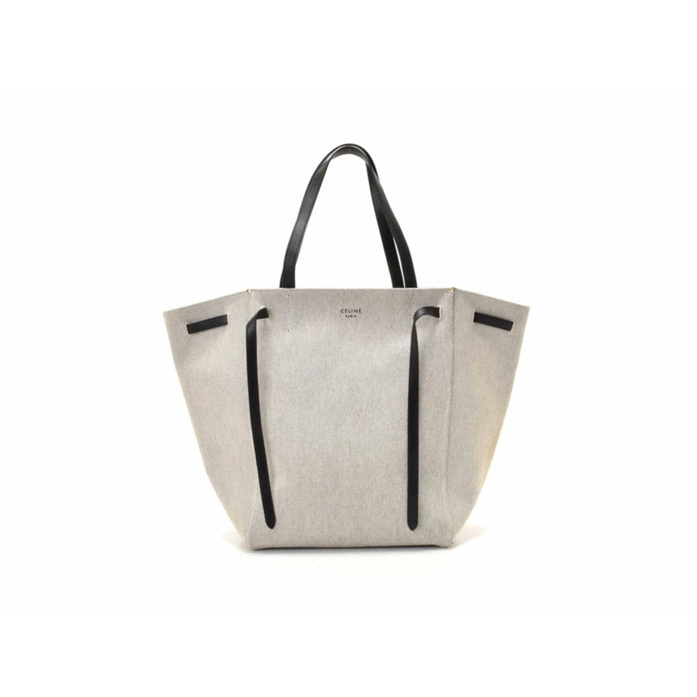 Celine Cabas Phantom Canvas Leather Bag Gray Black